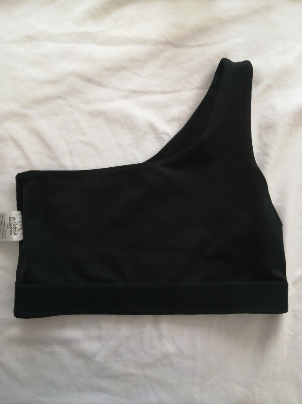 Girlfriend Collective Black Bianca One Shoulder Sports Bra Large - Picture 7 of 13